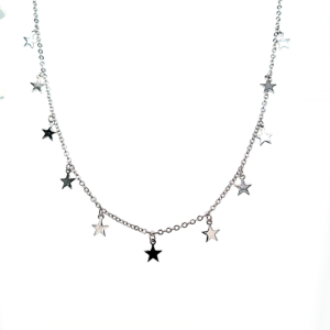 925/-Silber Collier mit Sternen-0